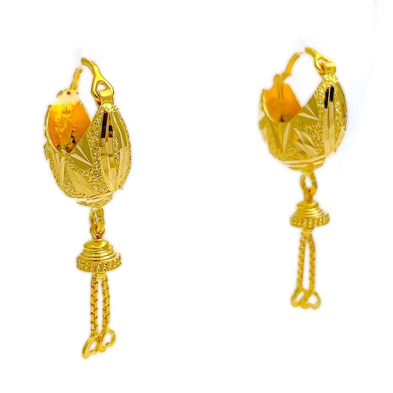 15mm Solid 22k Gold 916 Gold Dangling Jimiki Style Bali Earrings Random  Rajkot Design - Etsy